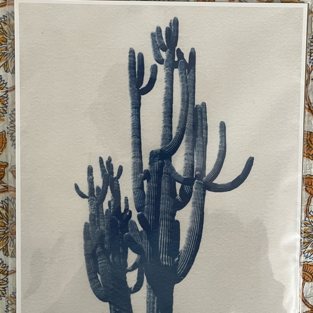 Indigo Cactus Wall Art Print 8x10